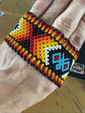 Handmade Multicolor Seed Bead Cuff Bracelet